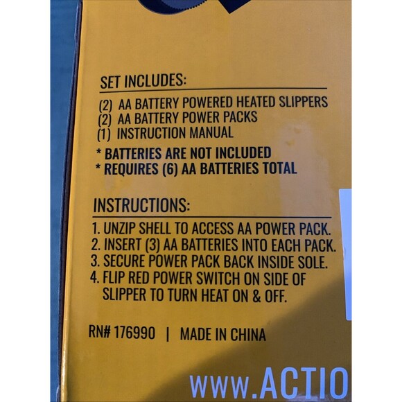 ActionHeat Heated Slippers Unisex OS Plush Fleece Winter AA Battery 4 Hours - Picture 4 of 6